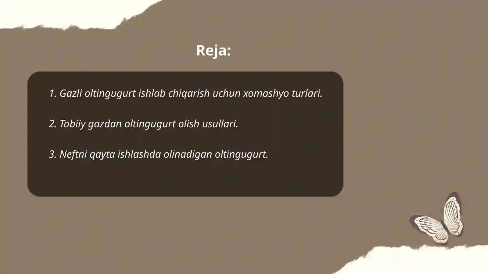 Õchoq gazi ishlab chiqarish xomashyolari. Gazli oltingugurt va boshqa oltingugurtli xomashyolar haqida 2