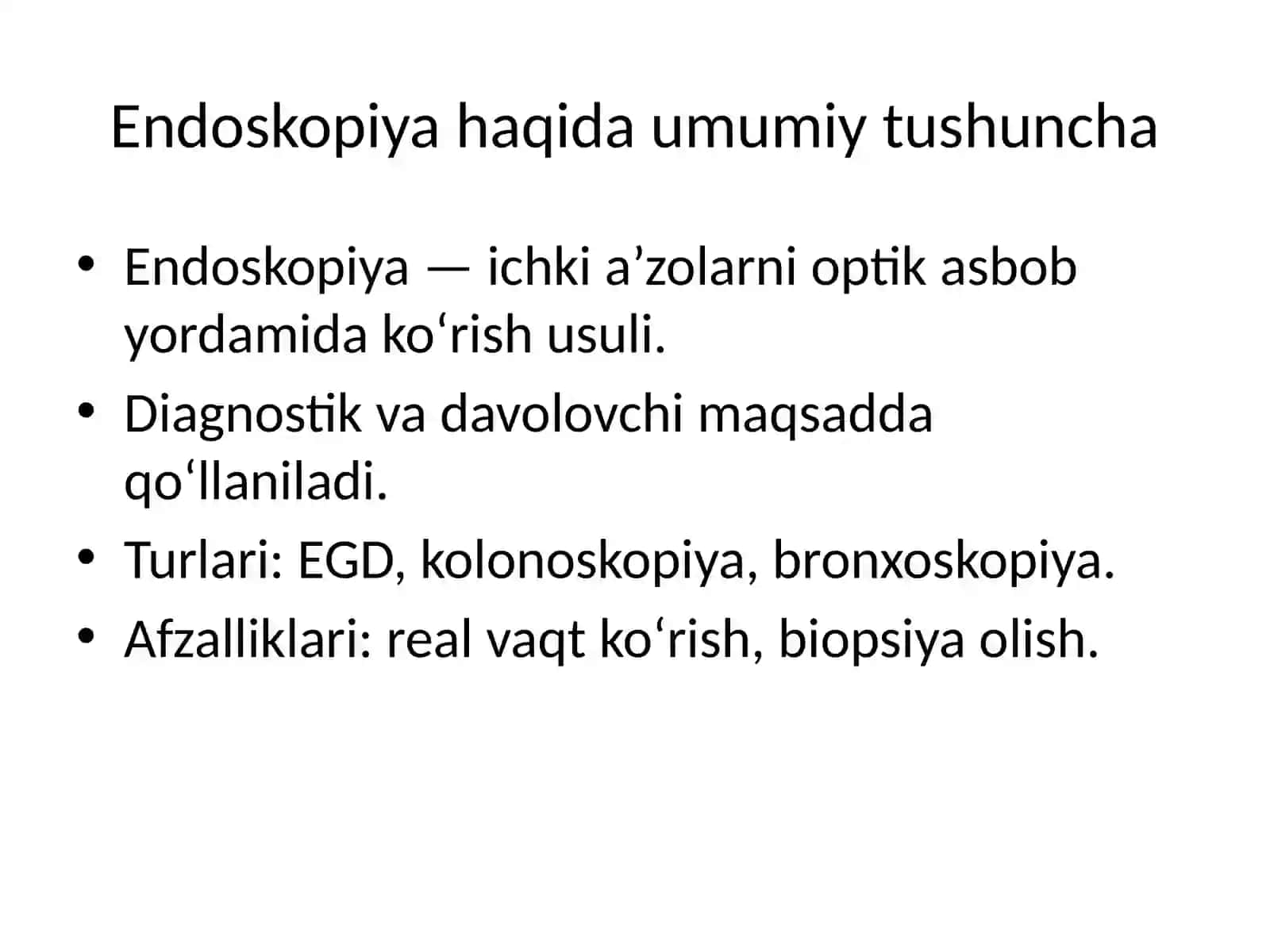 Endoskop qilishda bemorlarni tayyorlash. Endoskop qilishga koʻrsatmalar va qarshi koʻrsatmalar 2