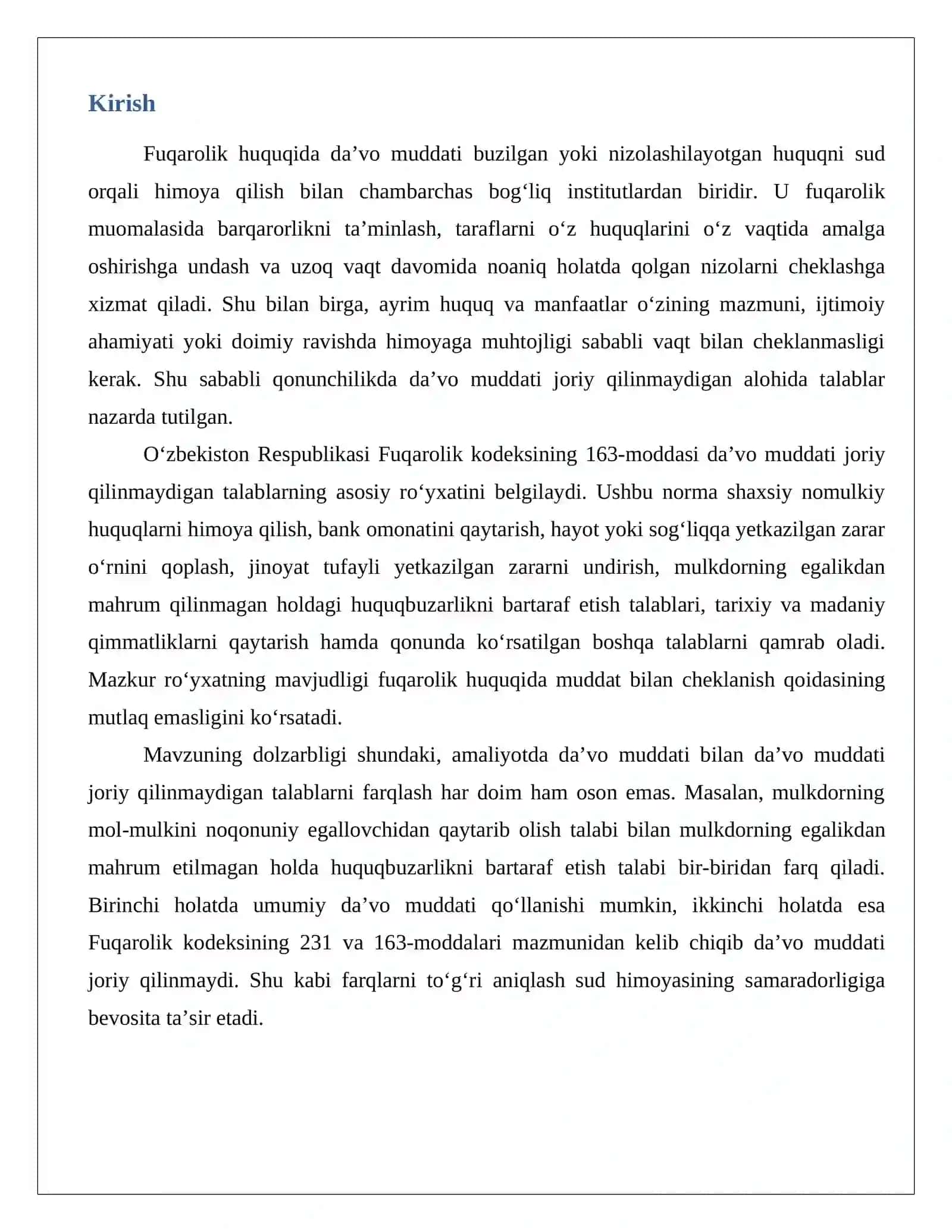 Da’vo muddati talab qilinmaydigan holatlar 2