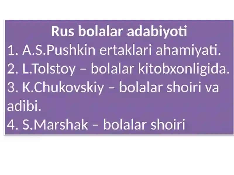 Mavzu: Bolalar Adabiyoti 2