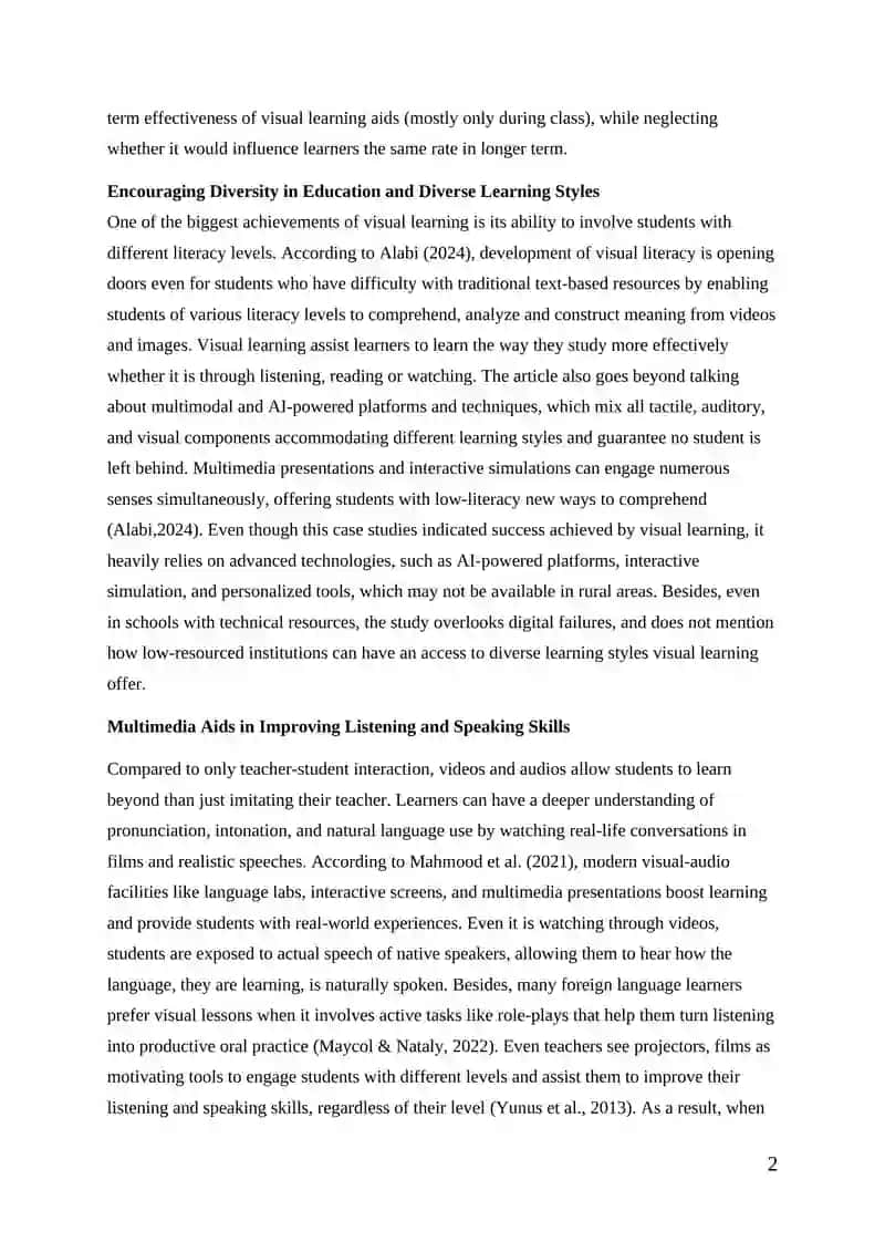 Literature Review on The Impact of Audio-Visual Tools on English Language Learning 2