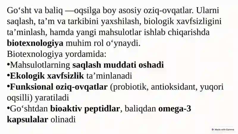 Go‘sht va baliqni qayta ishlash biotexnologiyasi 2