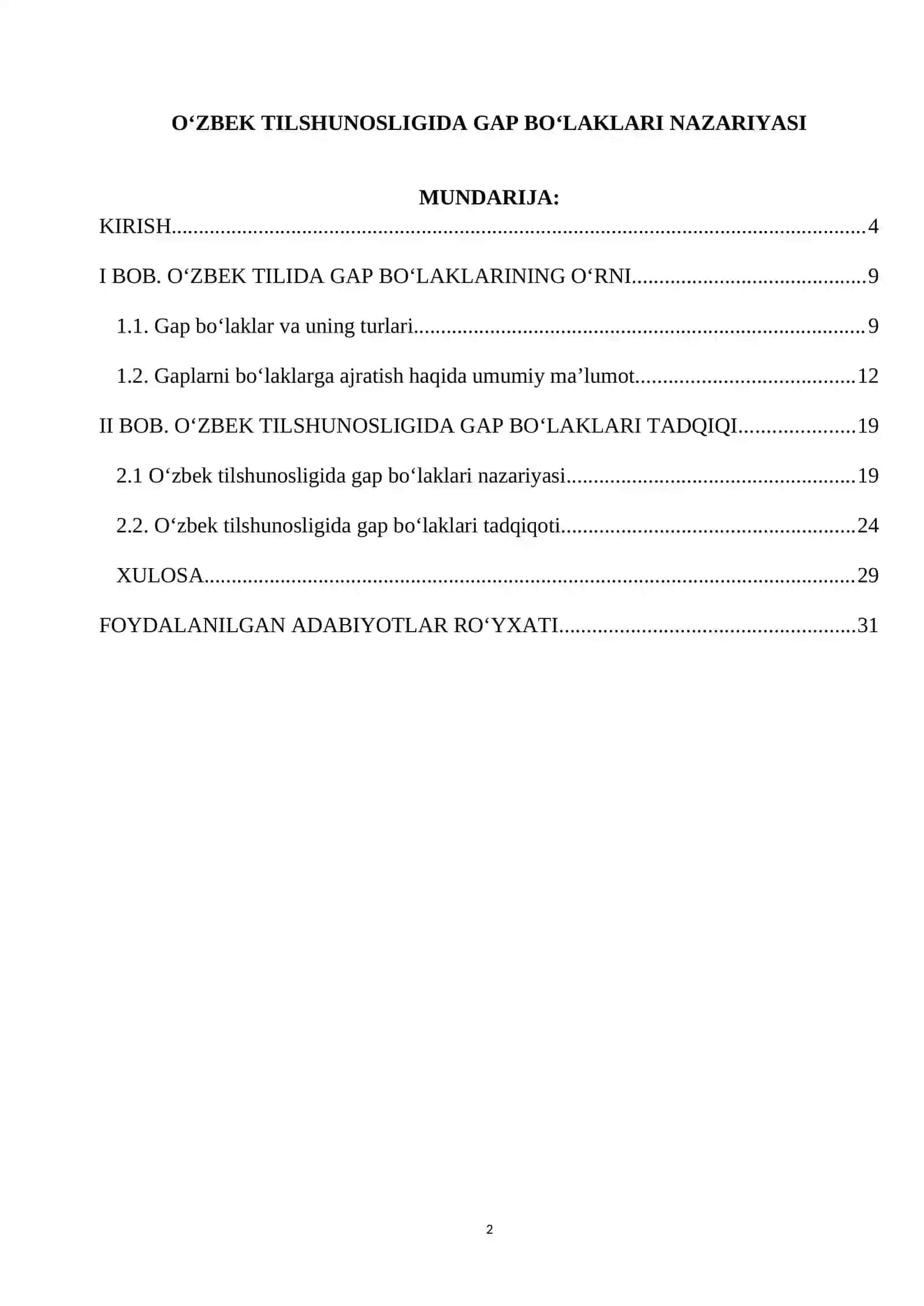 Oʻzbek tilshunosligida gap boʻlaklari nazariyasi 2