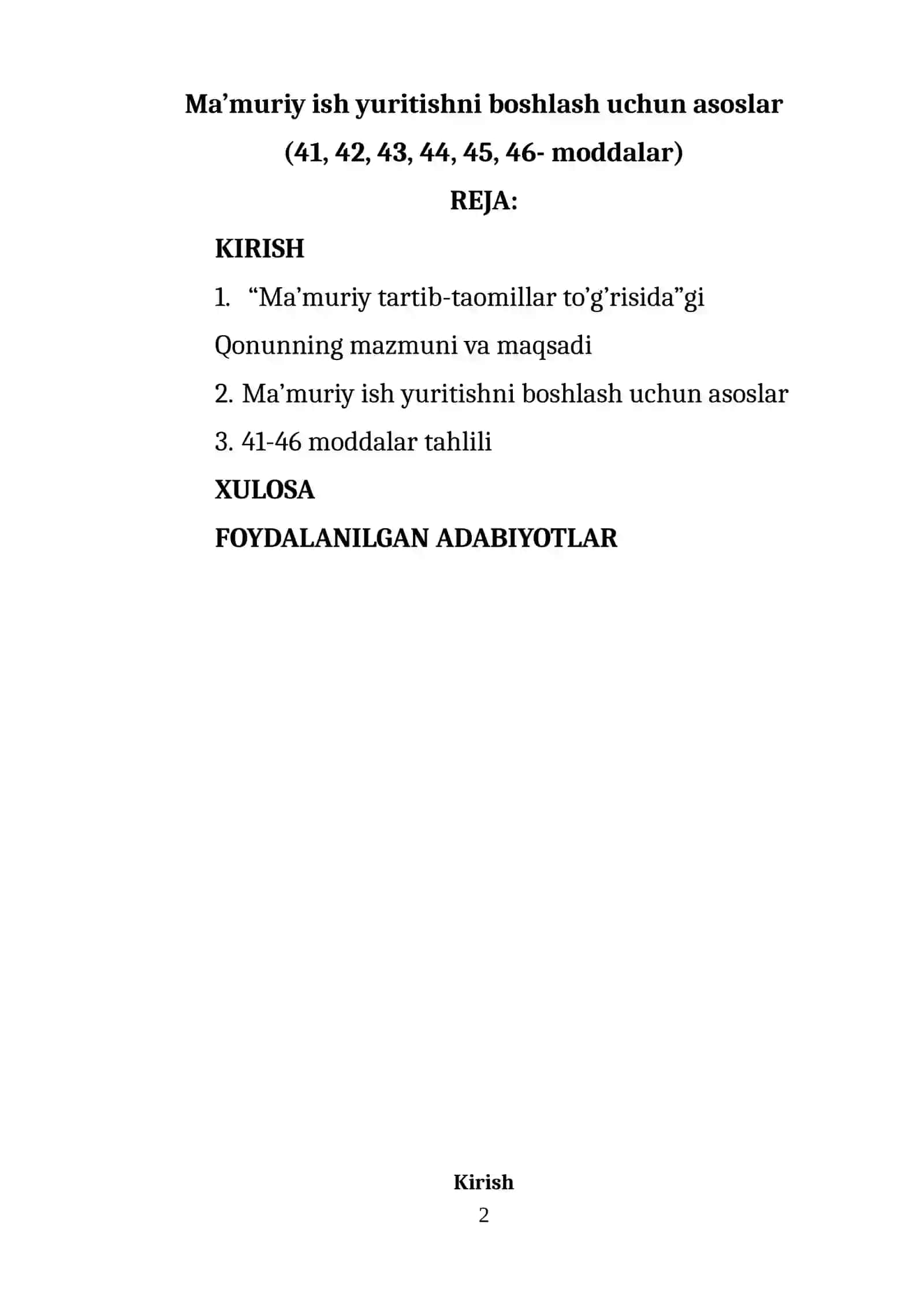 Ma’muriy ish yuritishni boshlash uchun asoslar 2