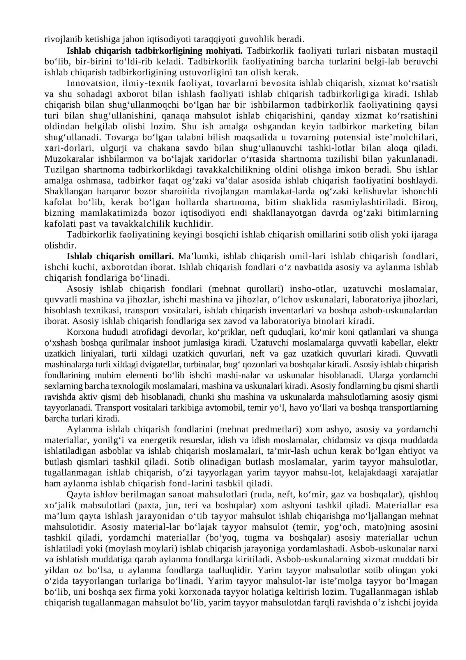 Tadbirkorlik faoliyatining turlari va shakllari 2