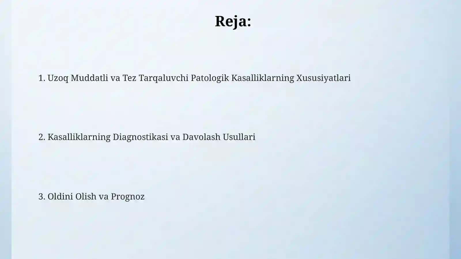 Uzoq va Tez Davolanishni Taqozo Etuvchi Patogik Kasalliklar 2