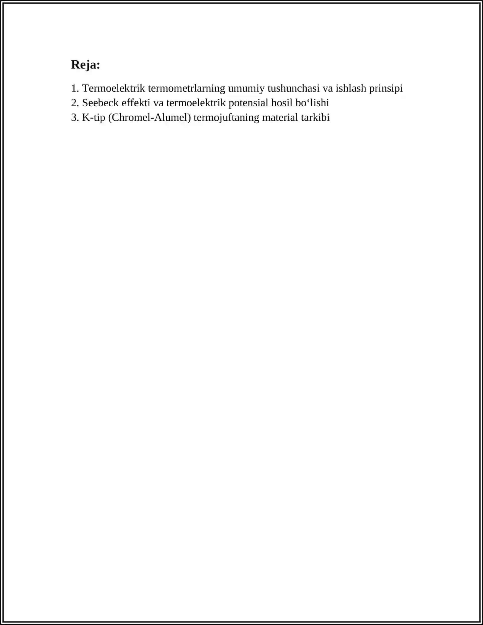 TERMOELEKTRIK TERMOMETRLARNING ISHLASH PRINSIPI(OMEGA K-TYPE TERMOJUFT) 2