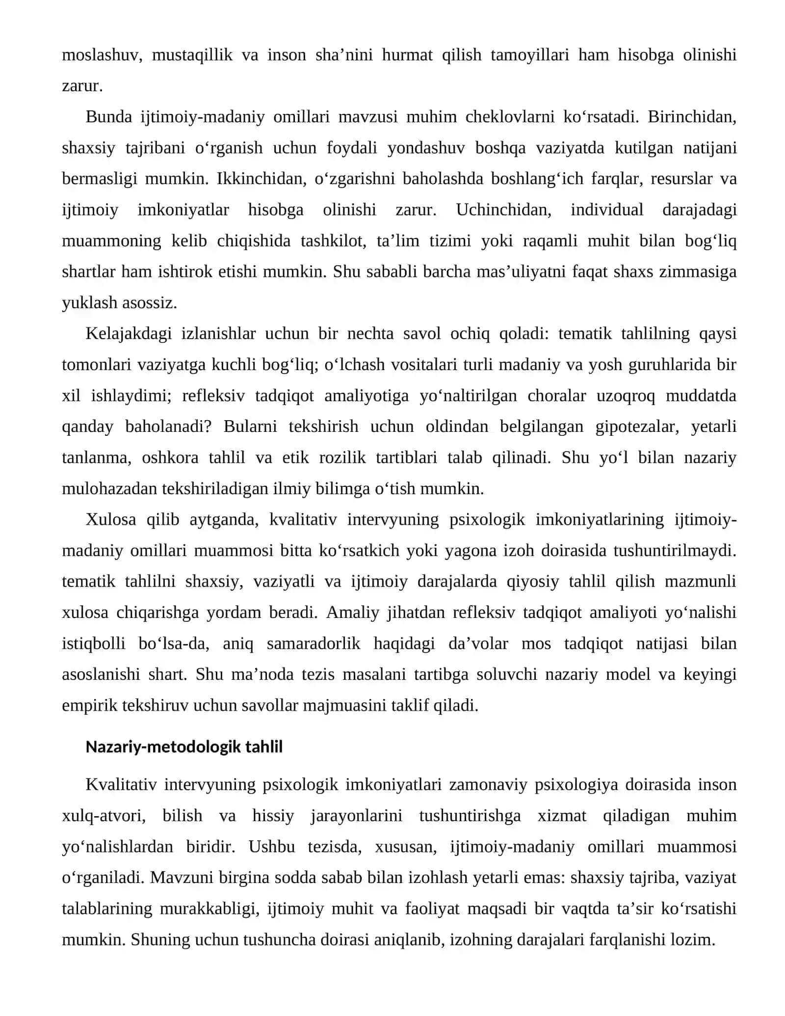 KVALITATIV INTERVYUNING PSIXOLOGIK IMKONIYATLARI — IJTIMOIY-MADANIY OMILLARI 2