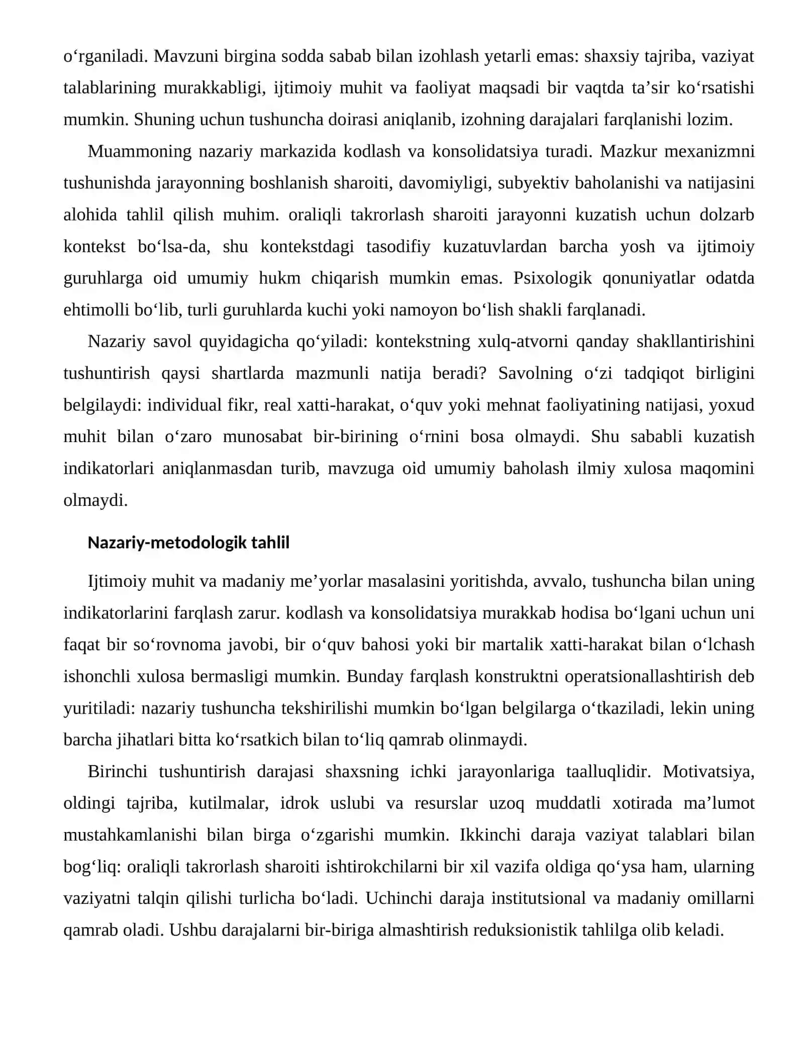 UZOQ MUDDATLI XOTIRADA MA’LUMOT MUSTAHKAMLANISHI — IJTIMOIY-MADANIY OMILLARI 2