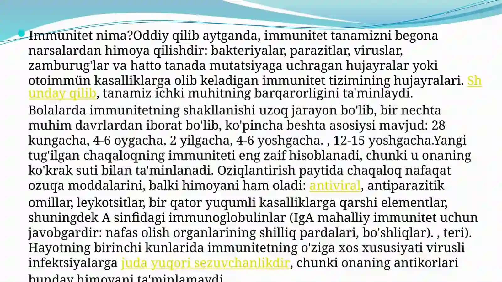 Imun sistemasining shakilanishi 2