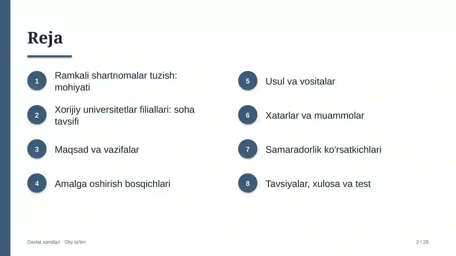 Xorijiy universitetlar filiallarida ramkali shartnomalar tuzish 2