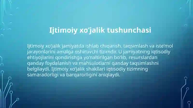 Ijtimoiy xo‘jalik yuritish shakllari 2