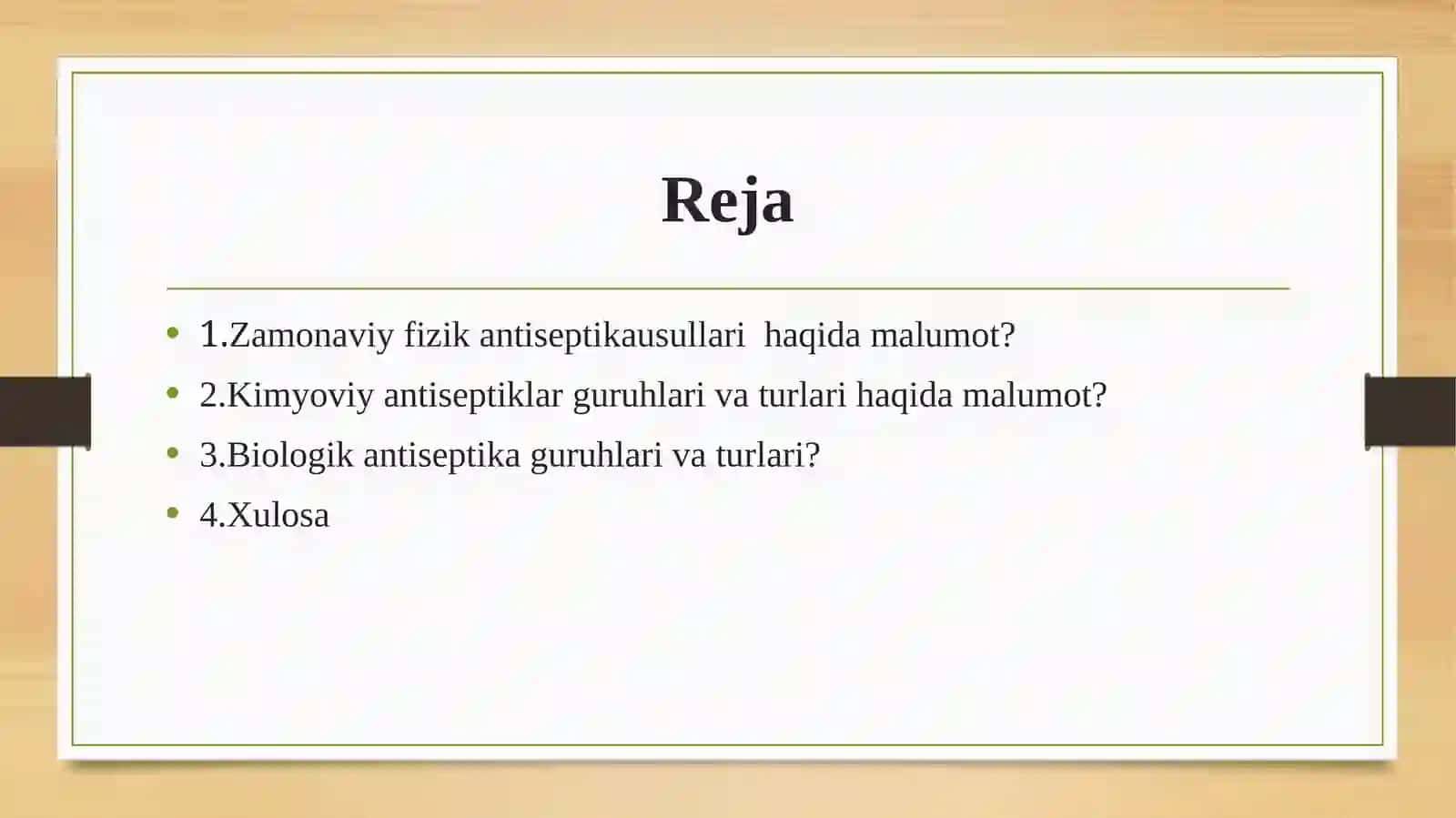 Zamonaviy fizik antiseptika usullari. Kimyoviy va biologik antiseptiklarning turlari va guruhlari 2