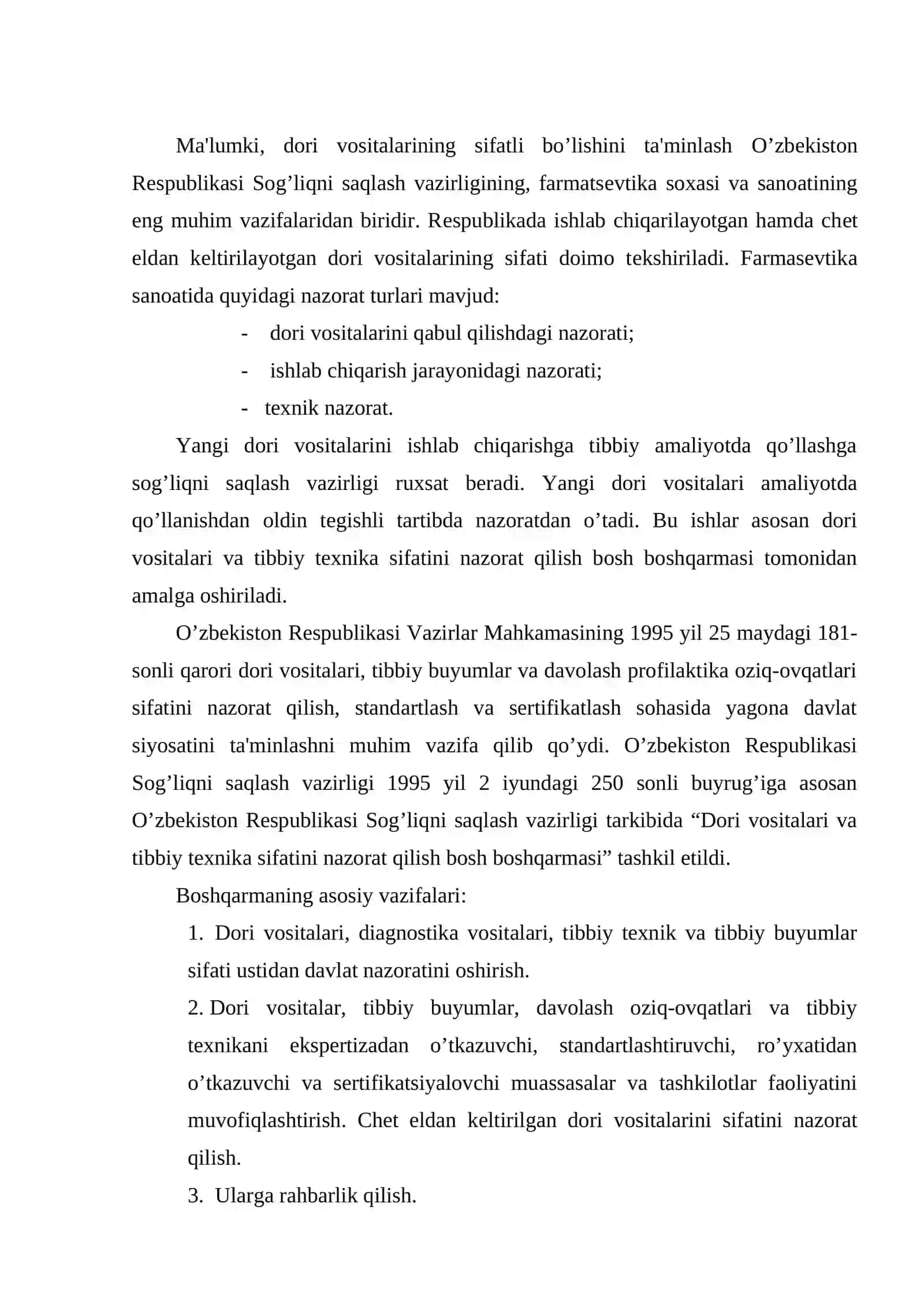 Farmatsеvtika xizmatini nazorat ruxsatnoma tizimi 2