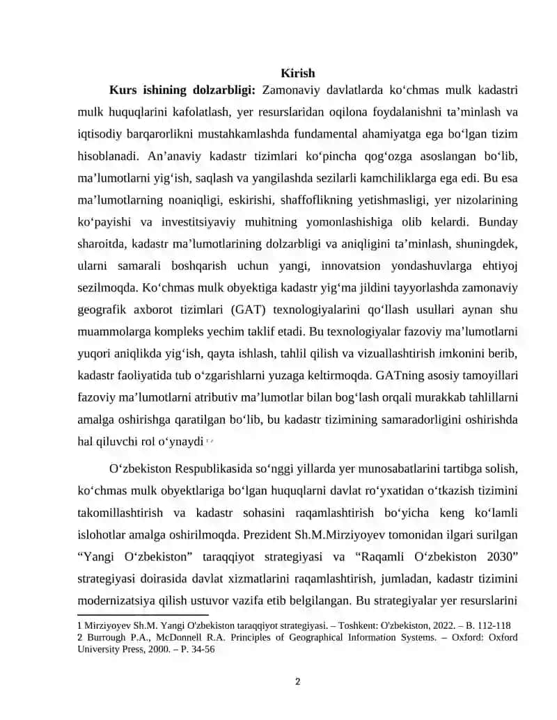 Ko'chmas mulk obyektiga kadastr yig'ma jildini tayyorlashda zamonaviy gap texnologiyalarini qo'llash usullari 2