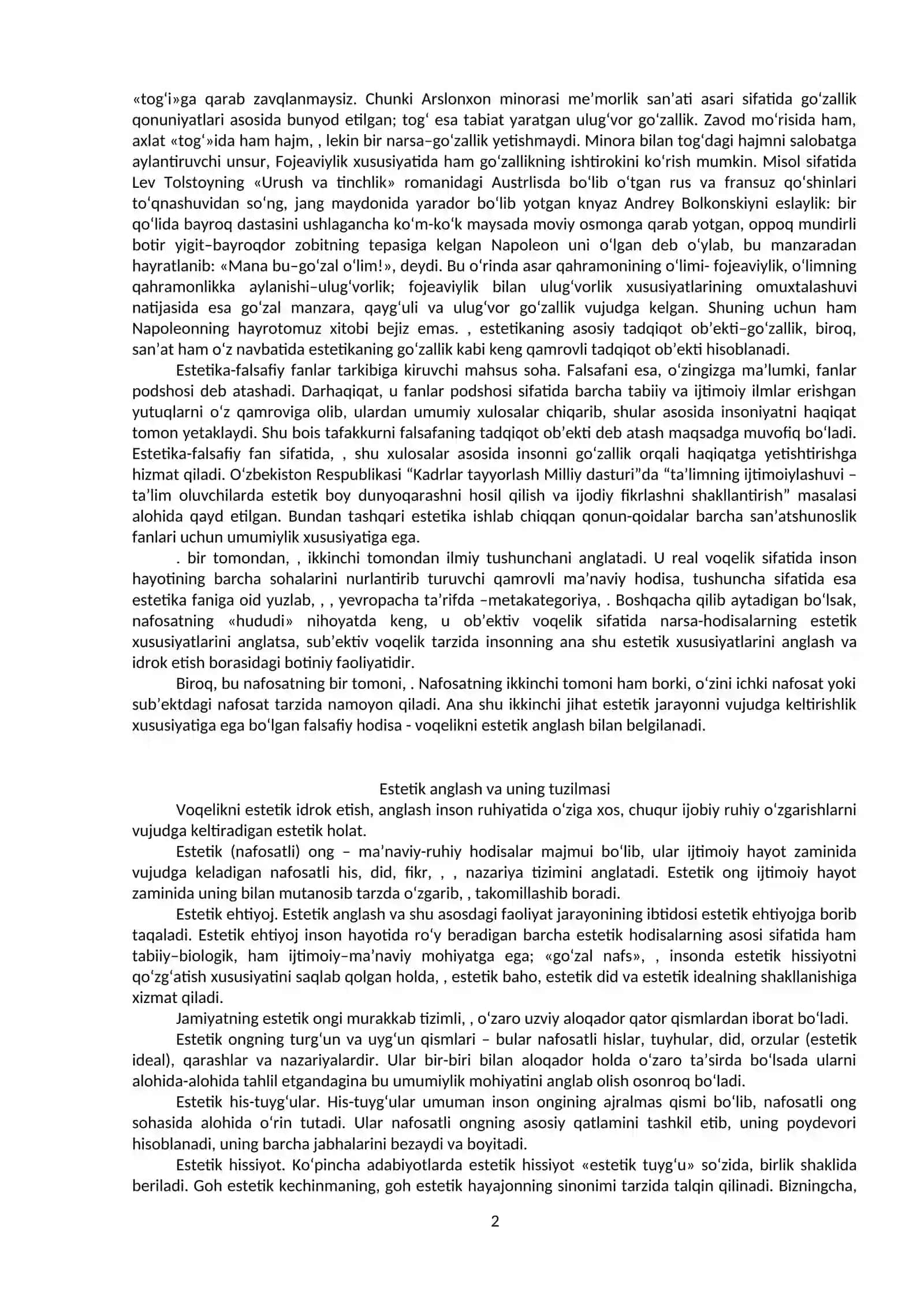 Estetika (Nafosat falsafasi) 2