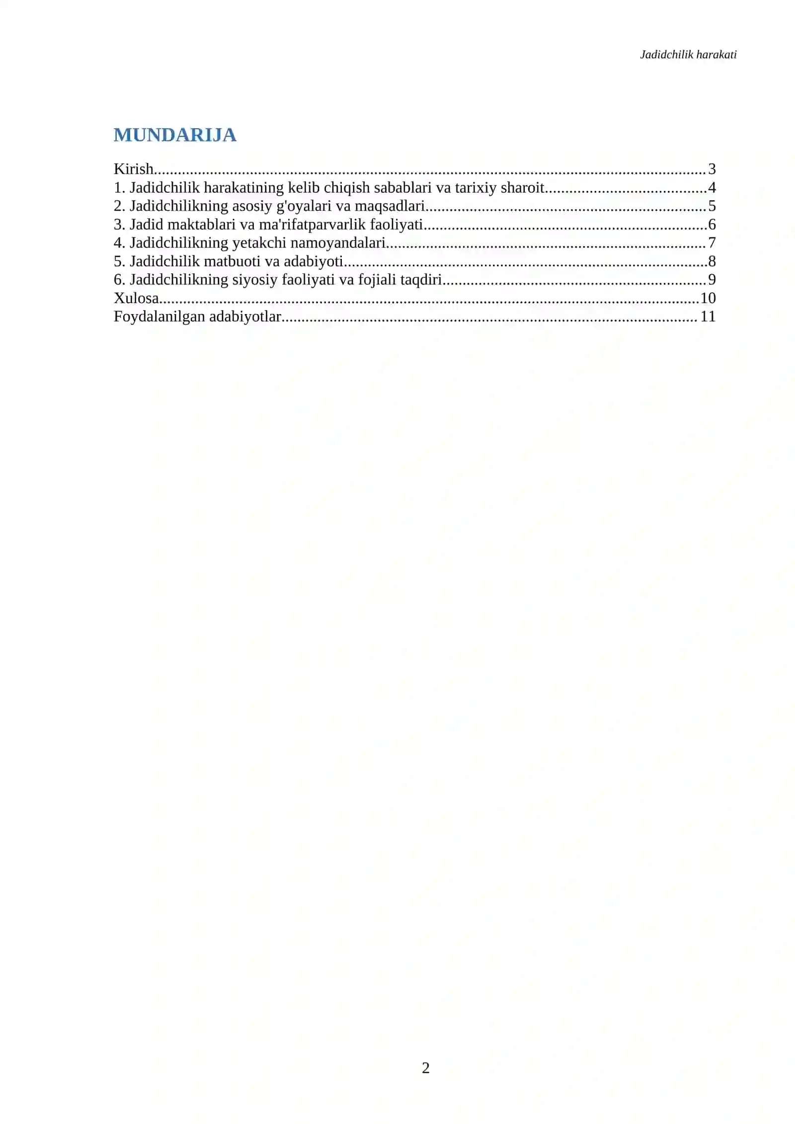Referat Jadidchilik harakati mavzusida 2