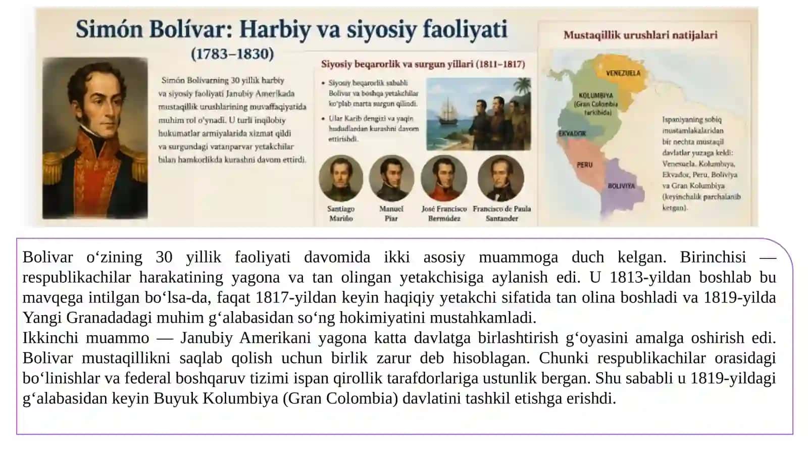 SIMON BOLIVAR FAOLIYATI 2