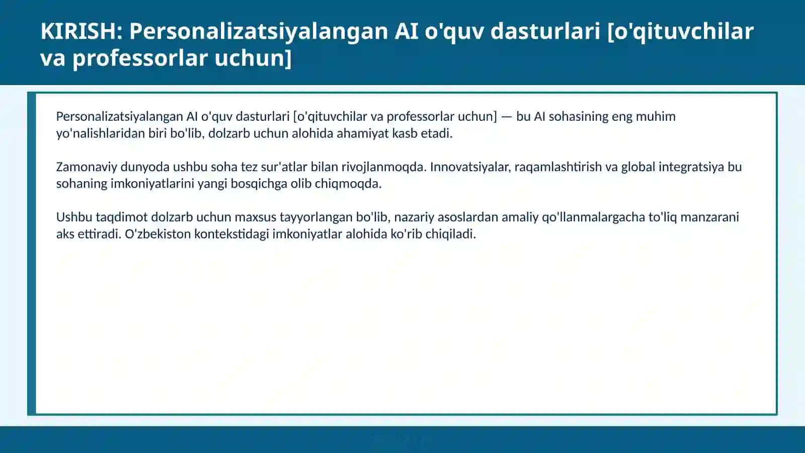 Personalizatsiyalangan AI o'quv dasturlari [o'qituvchilar va professorlar uchun] 2