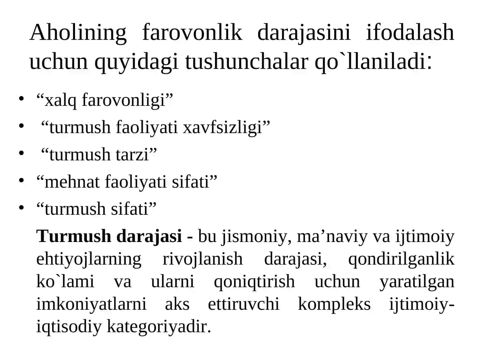 AHОLINING TURMUSH DARAJASI VAFARОVОNLIGI 2