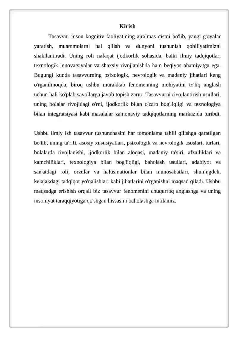 Tasavvur haqida tushuncha 2
