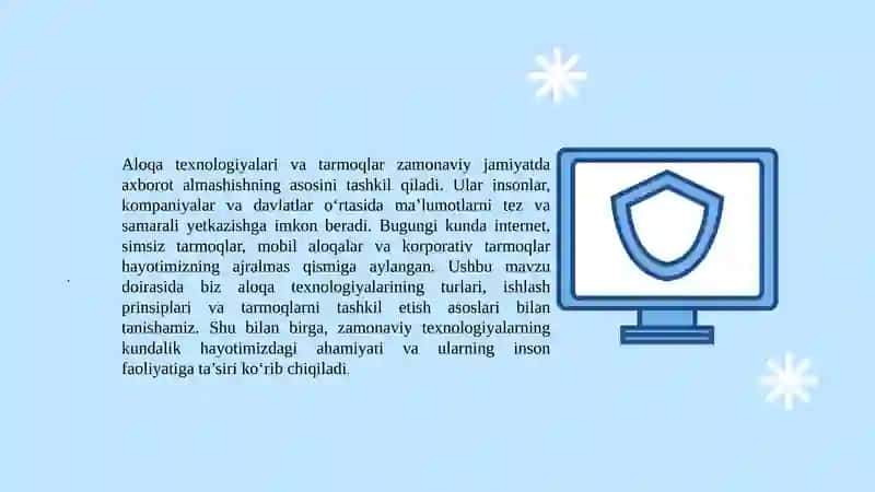 Aloqa texnologiyalari va tarmoqlar 2
