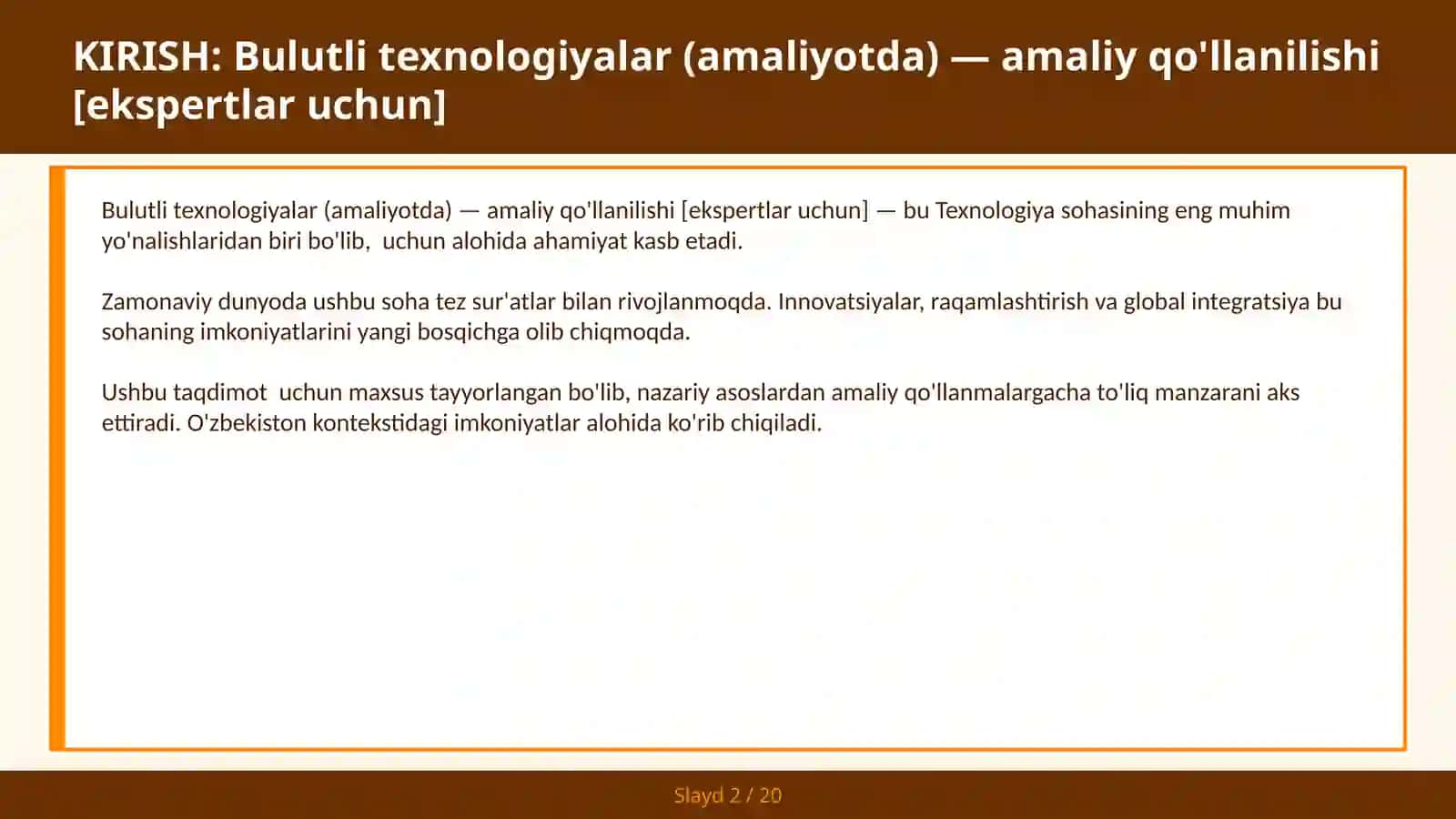 Bulutli texnologiyalar (amaliyotda) — amaliy qo'llanilishi [ekspertlar uchun] 2