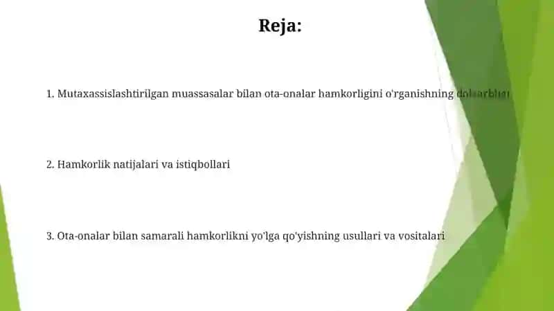 Ota - onalar bilan hamkorlik ishlarini urganish 2