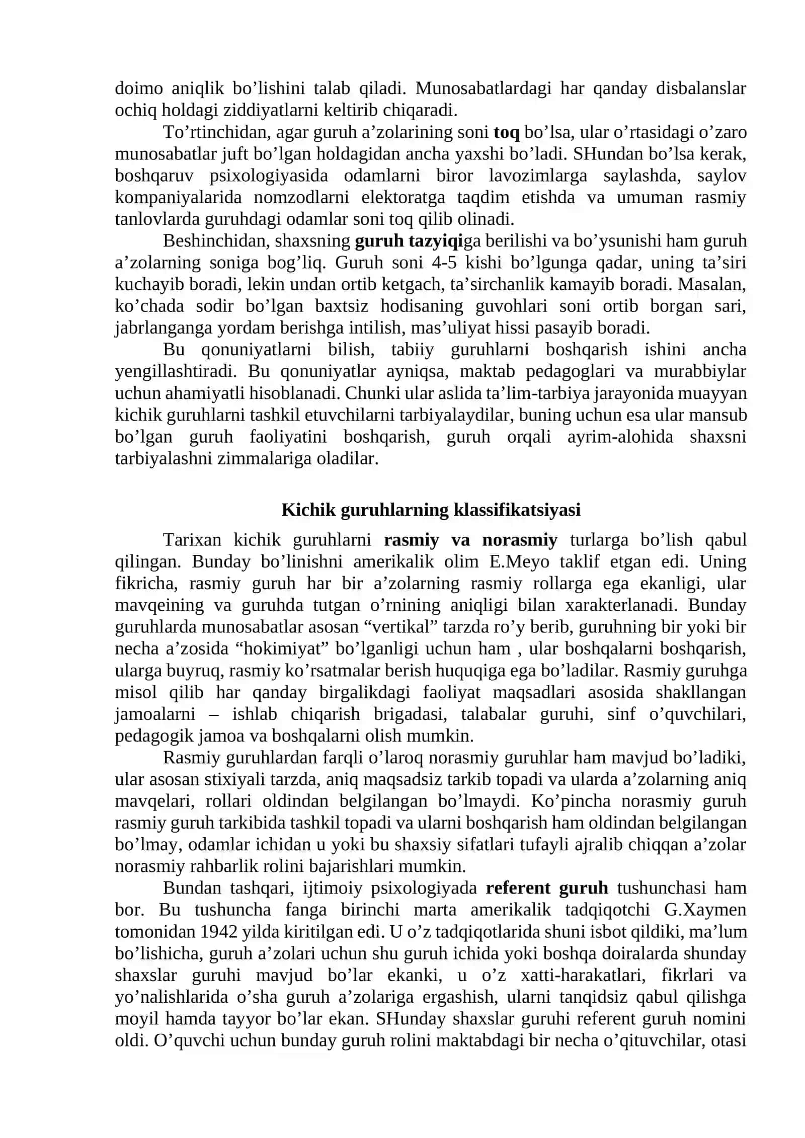 Psixologiyada guruhlar muammosi va qonuniyatlari 2