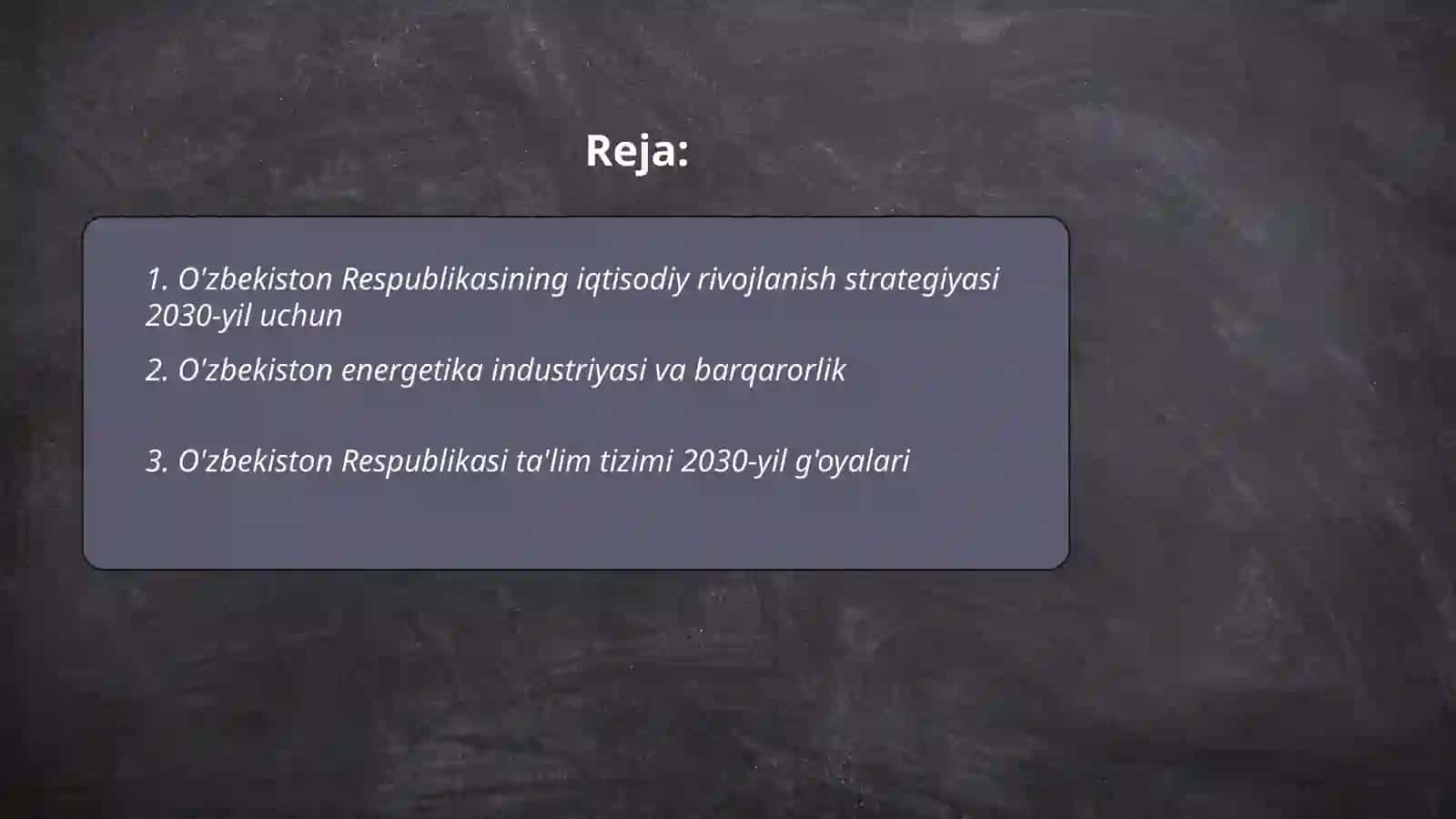 O'ZBEKISTON respublikasi 2030-yil strategiyasi 2