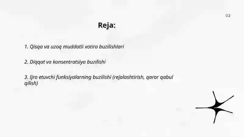 Bilish jarayonlari buzulishlari ichki regulyatsiya buzilishlari, Uyqu buzulishlari Ergashova Kumush 2