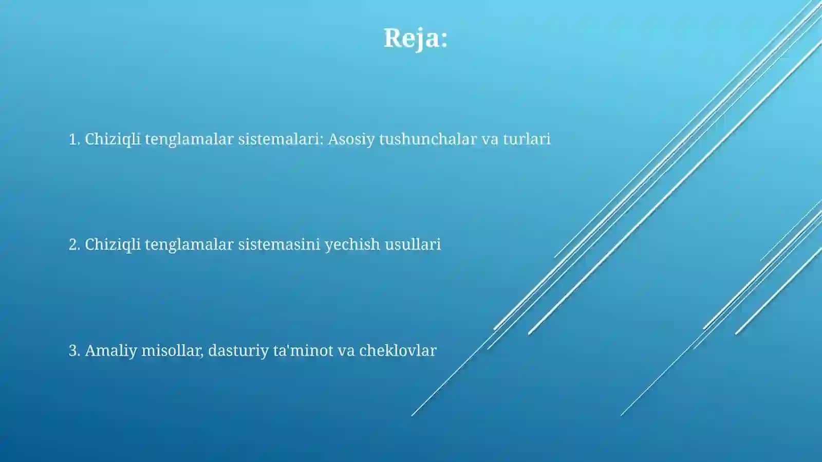 Chiziqli tenglamalar sistemasi va ularni yechish usullari 2