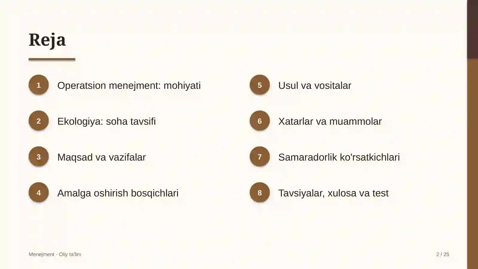 Ekologiya sohasida operatsion menejment 2