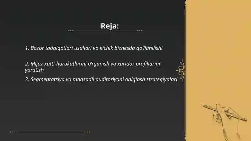 Kichik beznes va tadbirkorlik subyektlarida marketing faolyatini tashkil etish 2