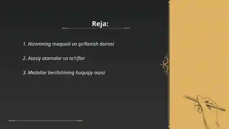 Sodiq xizmatlari uchun medali toʻgʻrisidagi nizom 2