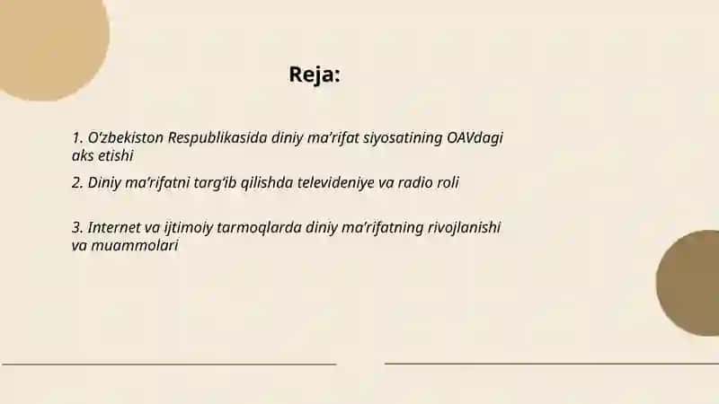 Ózbekiston Respublikasida diniy ma'rifat va OAV vositalari 2