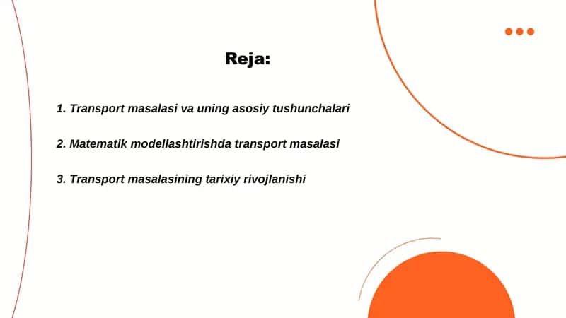 Transport masalasi va uning matematik modeli 2