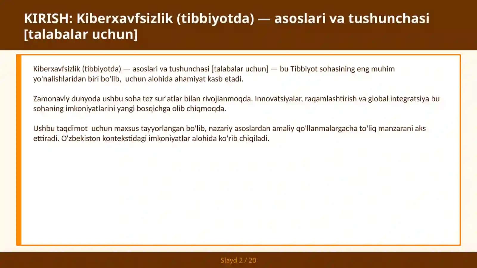 Kiberxavfsizlik (Tibbiyotda) — Asoslari va Tushunchasi [Talabalar Uchun] 2