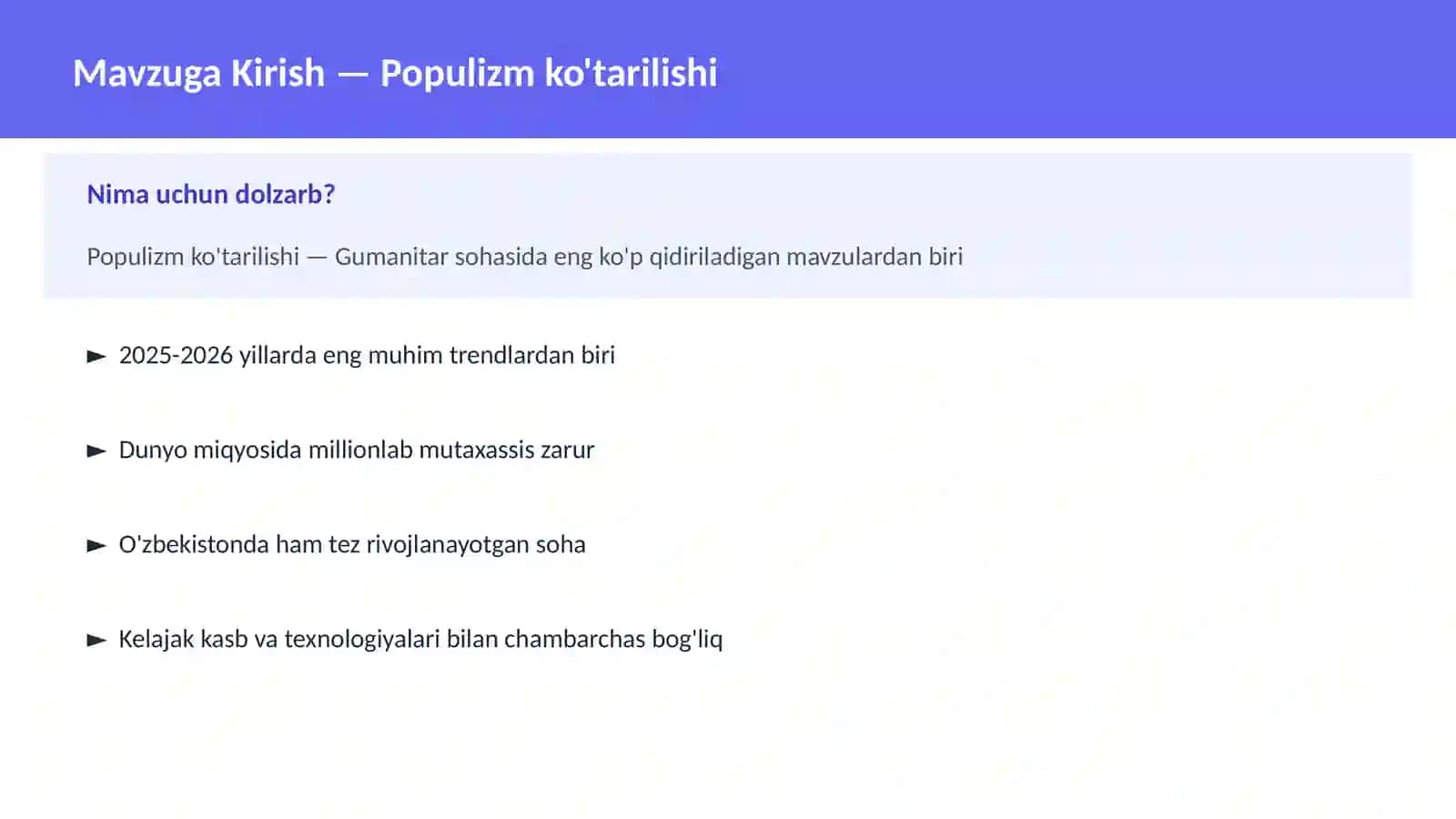 Populizm ko'tarilishi 2