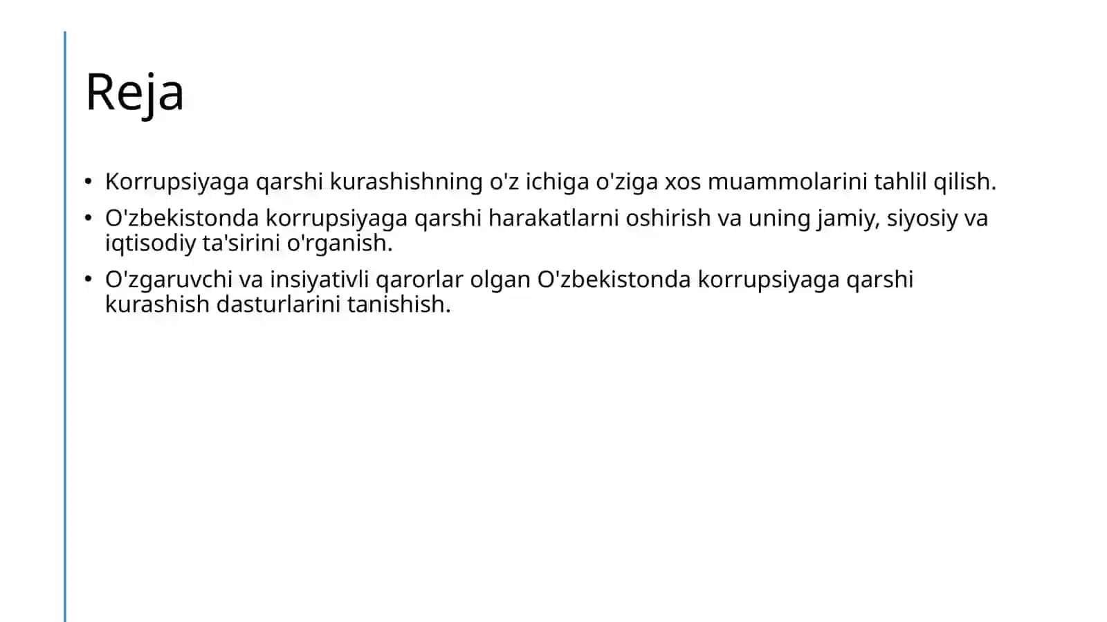 Õzbekistonda korrupsiyaga qarshi kurashish masalalari 2