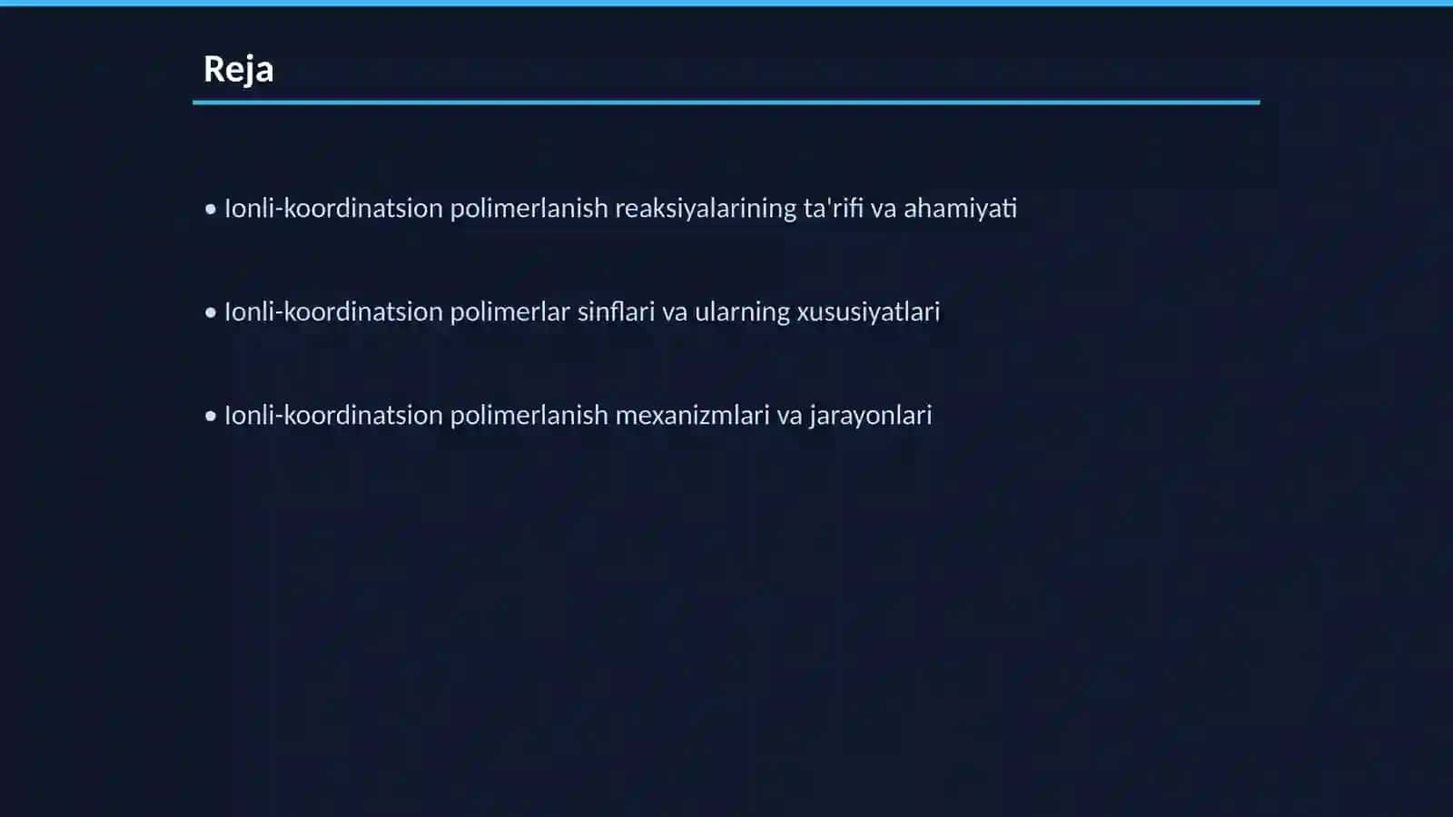 Ionli-koordinatsion polimerlanish reaksiyalari 2