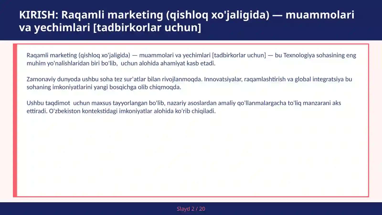 Raqamli marketing (qishloq xo'jaligida) — muammolari va yechimlari [tadbirkorlar uchun] 2