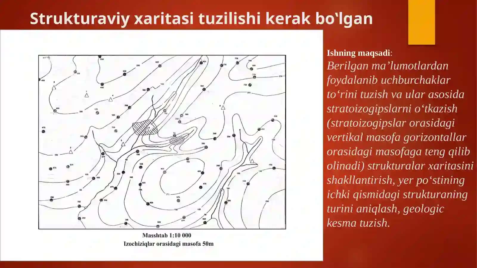 Strukturaviy neft-gaz ”tutqich”ga ega bo‘lgan hududning strukturaviy xaritasini tuzish 2