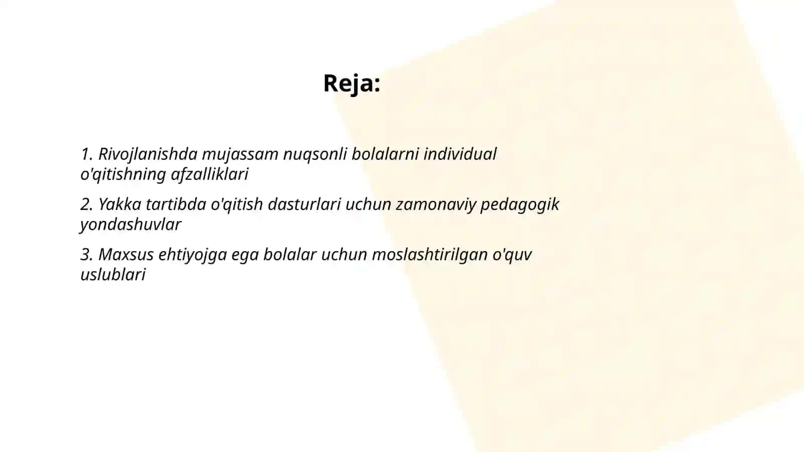 Rivojlanishida mujassam nuqsonga ega bolalarni yakka o'qitish dasturi 2