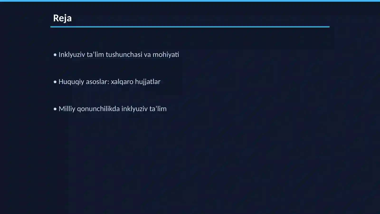 Inklyuziv taʼlimning huquqiy asoslarini aks ettiruvchi hujjatlar bilan ishlash 2