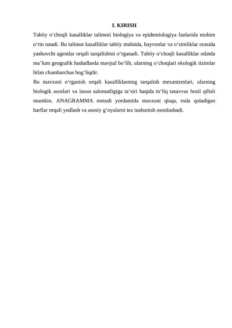 TABIIY O'CHOQLI KASALLIKLAR TALIMOTI 2