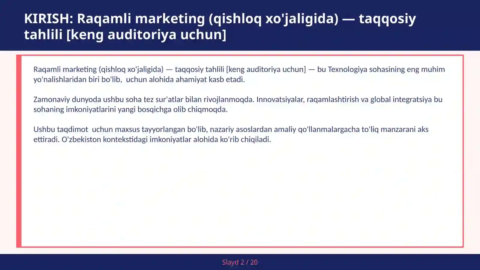 Raqamli marketing (qishloq xo'jaligida) — taqqosiy tahlili [keng auditoriya uchun] 2