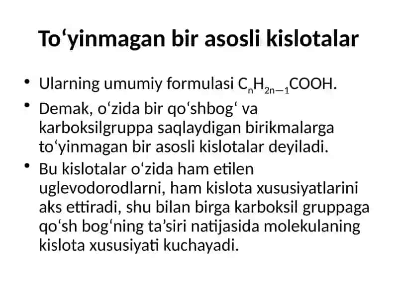 To‘yinmagan Kislotalar 2
