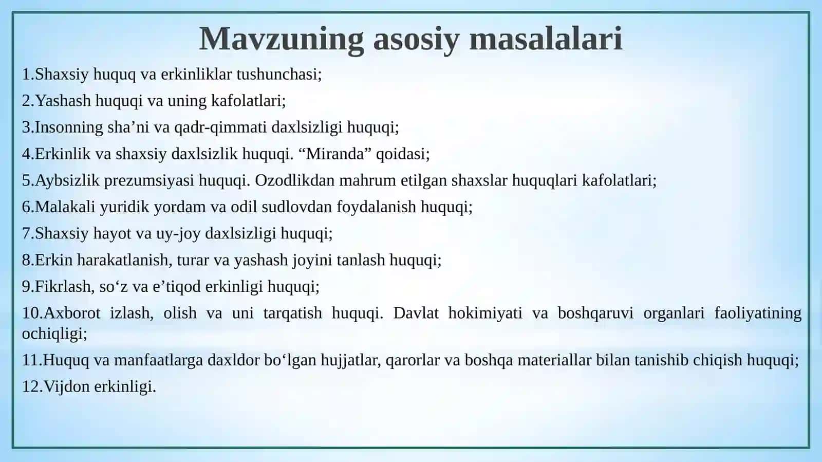 Shaxsiy huquq va erkinliklar 2