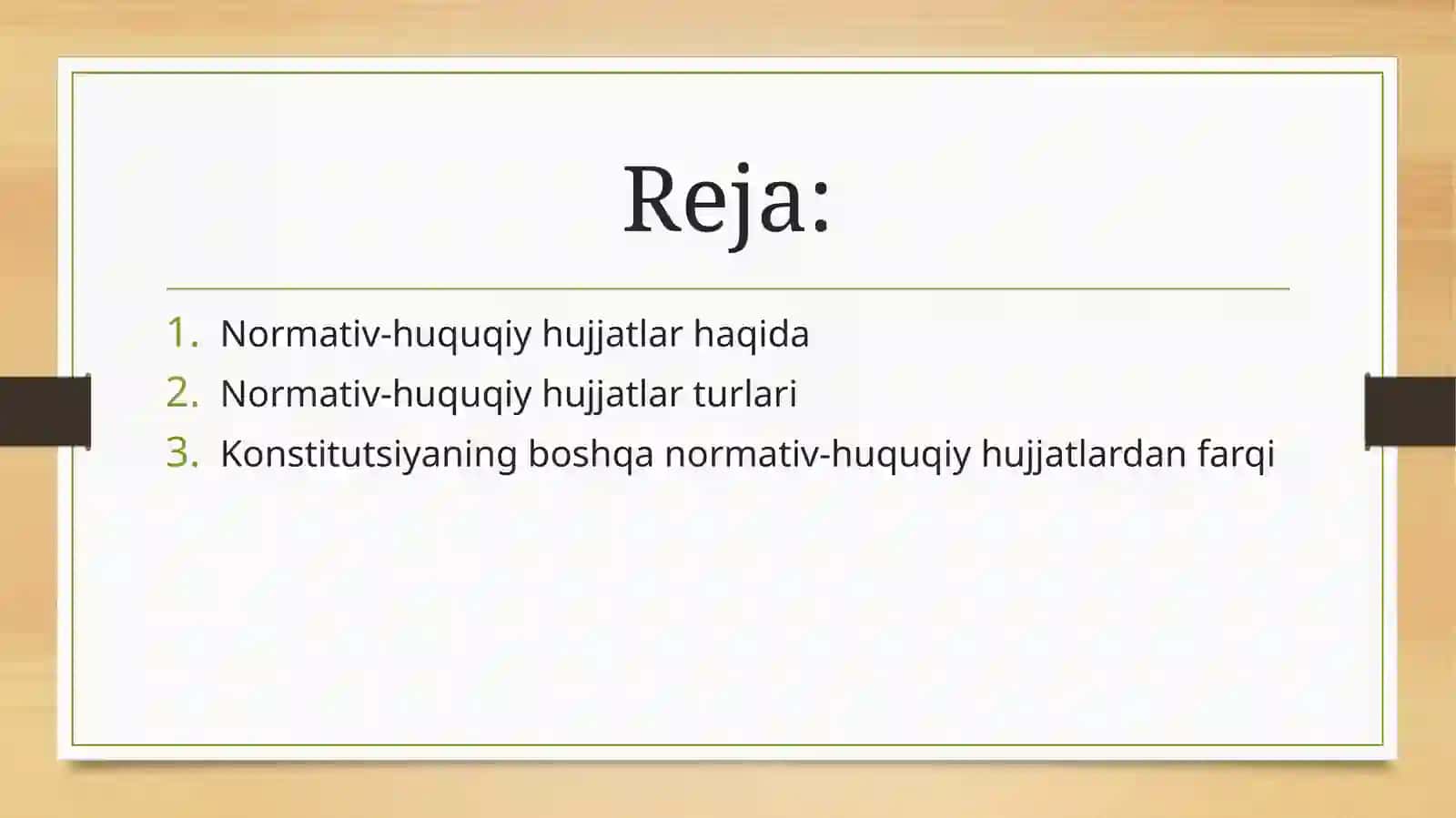 NORMATIV-HUQUQIY HUJJATLARNING TURLARI 2